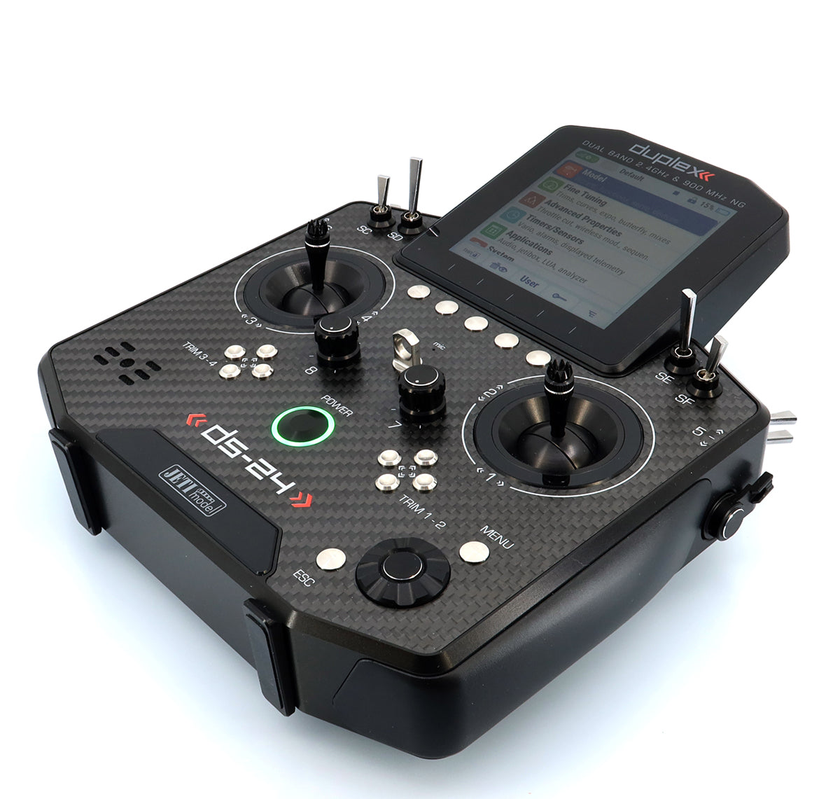 Jeti Duplex DS-24G2 2.4GHz/900MHz NG Carbon Line BLACK ANODIZED w/REX 12 ASSIST and Aluminum case