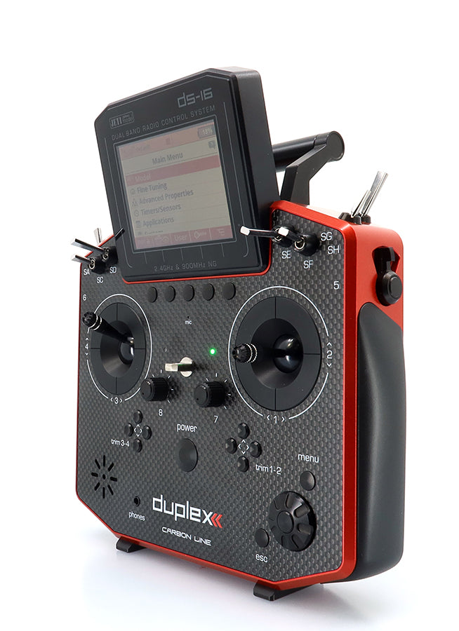 Jeti Duplex DS-16 G2 Carbon RED 2.4GHz/900MHz w/Rx R10, Aluminum Tx Case Radio System
