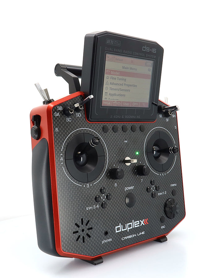 Jeti Duplex DS-16 G2 Carbon RED 2.4GHz/900MHz w/Rx R10, Aluminum Tx Case Radio System