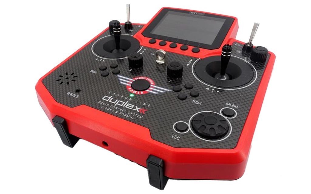 Jeti Duplex DS-12 Carbon Red Multimode Special Edition 2.4GHz/900MHz w/Rx REX R7, Aluminum Tx Case Radio System