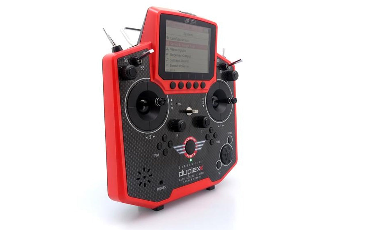 Jeti Duplex DS-12 Carbon Red Multimode Special Edition 2.4GHz/900MHz w/Rx REX R7, Aluminum Tx Case Radio System