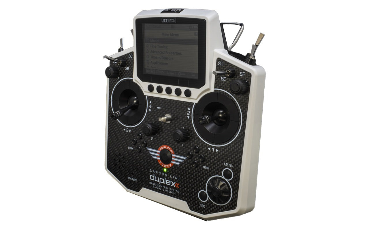 Jeti Duplex DS-12 Special Edition Carbon White 2.4GHz/900MHz w/Rx REX R7, Aluminum Tx Case Radio System