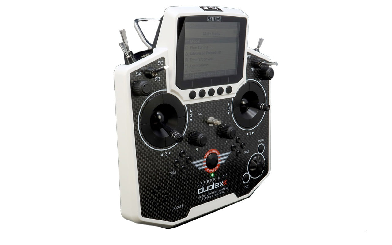 Jeti Duplex DS-12 Special Edition Carbon White 2.4GHz/900MHz w/Rx REX R7, Aluminum Tx Case Radio System