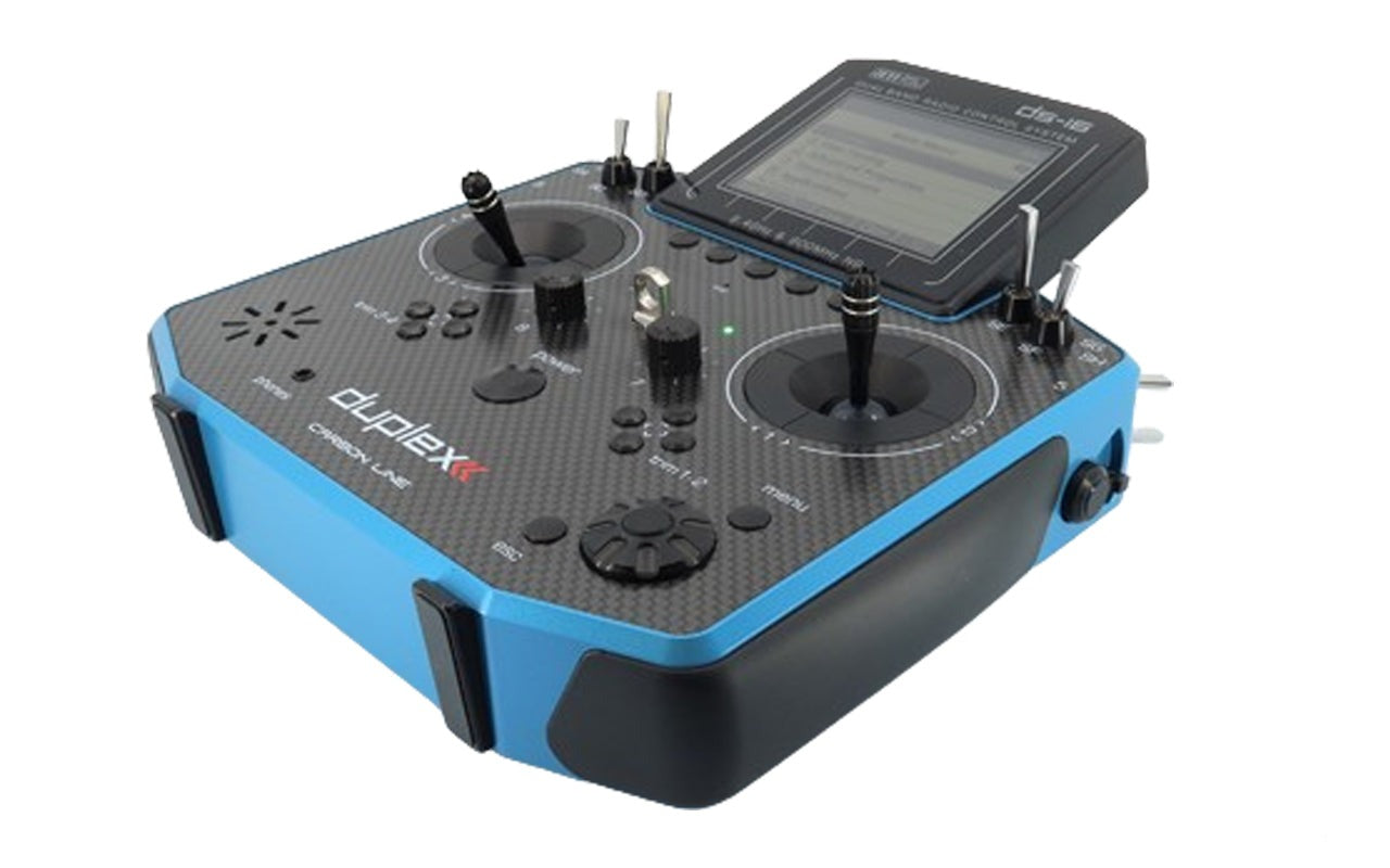 Jeti Duplex DS-16 G2 Carbon BLUE 2.4GHz/900MHz w/Rx R10, Aluminum Tx Case Radio System