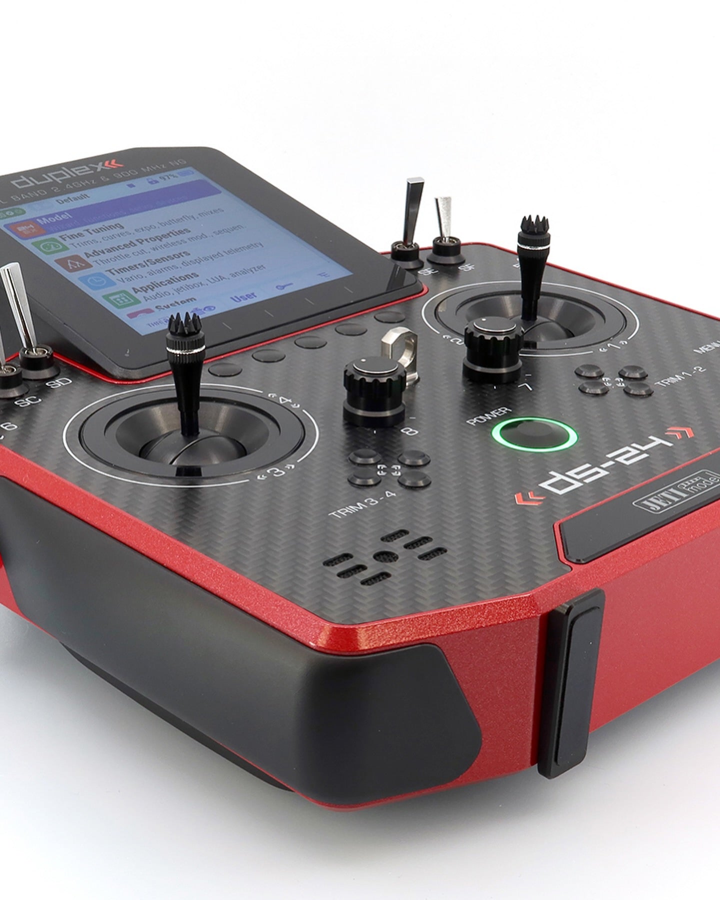 Jeti Duplex DS-24G2 2.4GHz/900MHz NG Carbon Line RUBY LACQUER w/REX 12 ASSIST and Aluminum case