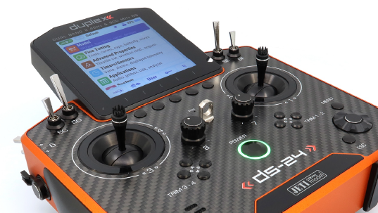 Jeti Duplex DS-24G2 2.4GHz/900MHz NG Carbon Line ORANGE ANODIZED w Jeti Duplex DS-24G2 2.4GHz/900MHz NG Carbon Line ORANGE ANODIZED w